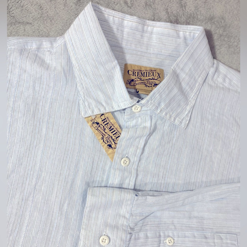 Daniel Cremieux Shirt Size XL NWT Long Sleeve Cotton Blue White Stripes